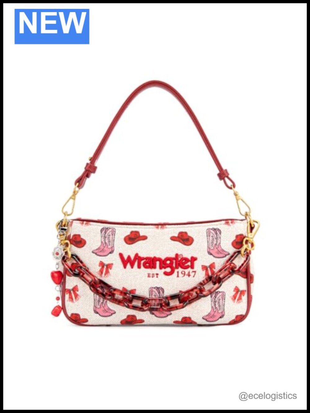 Western Canvas Hobo Shoulder Bag with Chain Strap Y2K Clutch Purse